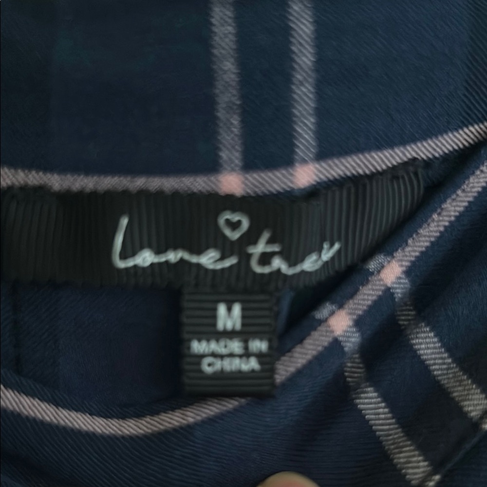Love Tree Navy and Pink Plaid Skater Skirt - Picture 2 of 7